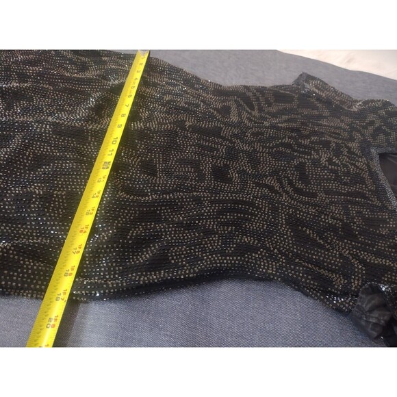 Adriana Papell Beaded Silk Square Neck Black Short Cocktail Evening Gown Size 10 - Picture 8 of 9